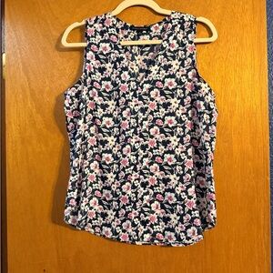 Floral Sleeveless Top - Navy and Pink